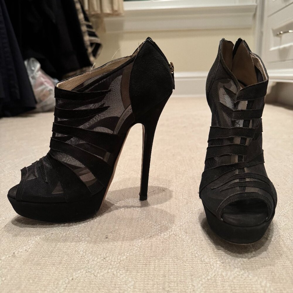 Jimmy Choo Open Toe Mesh Bootie Size 38.5 - image 1